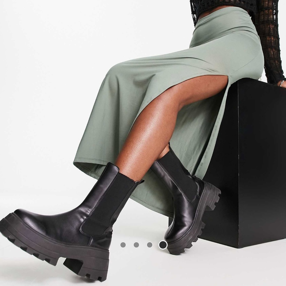 Bershka ribbed midaxi skirt